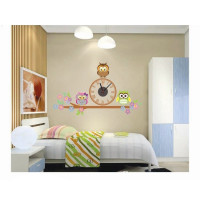 Ceas decorativ de perete, Bufnite, Ceas cu Autocolant, 55 cm, CD871