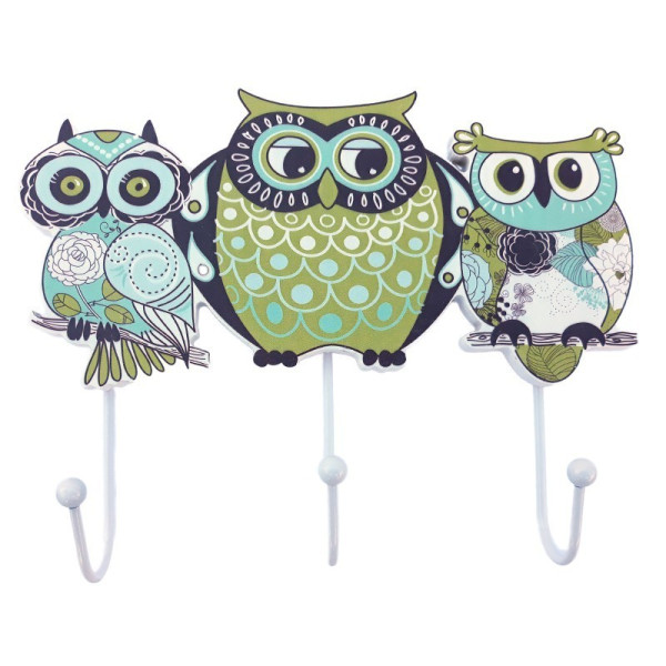 Cuier de de perete, Bufnite, 3 agatatori, 24 cm, 1044GX-1