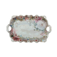 Fructiera platou cu flori, Roz, 42 cm, MK108