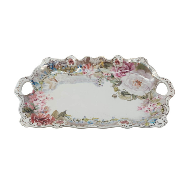 Fructiera platou cu flori, Roz, 42 cm, MK108