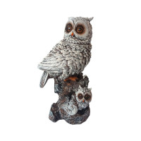 Statueta decorativa, Bufnite pe trunchi de copac, Gri, 24 cm, MI15