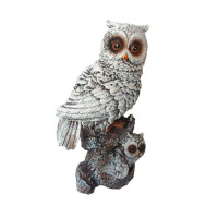 Statueta decorativa, Bufnite pe trunchi de copac, Gri, 24 cm, MI15