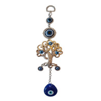 Amuleta Feng Shui pentru protectie si noroc, Copacului Vietii cu Ochiul lui Horus, Argintiu, 21 cm, BFL071