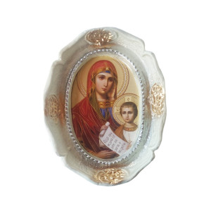 Aplica de perete decorativa, Fecioara Maria si pruncul Isus, Alb, 30 cm, 8914EX-1