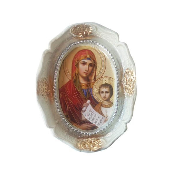 Aplica de perete decorativa, Fecioara Maria si pruncul Isus, Alb, 30 cm, 8914EX-1