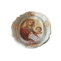 Aplica de perete decorativa, Fecioara Maria si pruncul Isus, Alb, 30 cm, 8914EX-1