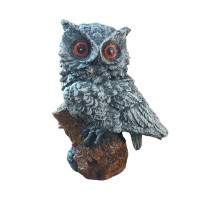 Bufnita asezata pe un trunchi de copac, Gri, 35 cm, JJ2428