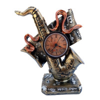 Ceas de masa, in forma de saxofon cu note muzicale, 22 cm,  1561G-1