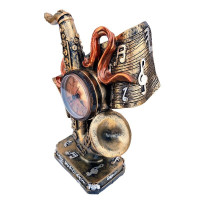 Ceas de masa, in forma de saxofon cu note muzicale, 22 cm,  1561G-1