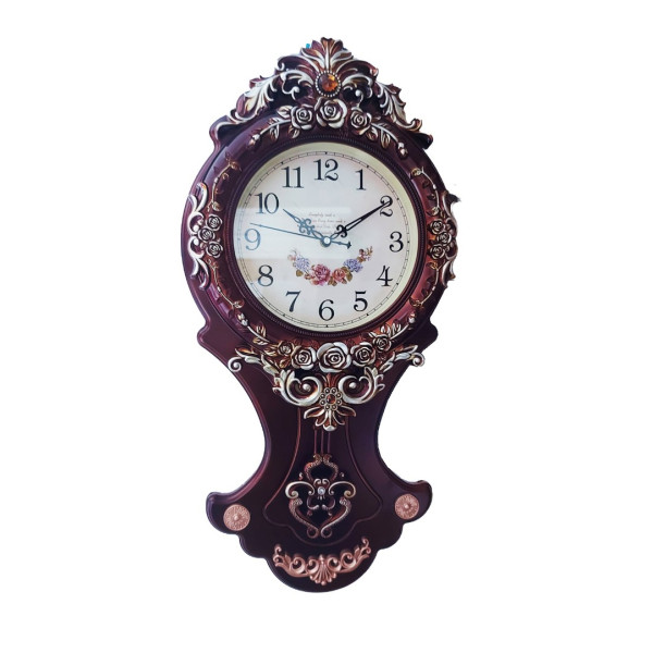 Ceas de perete cu pendul, Flowers, Silentios, 70 cm,  T2503-1