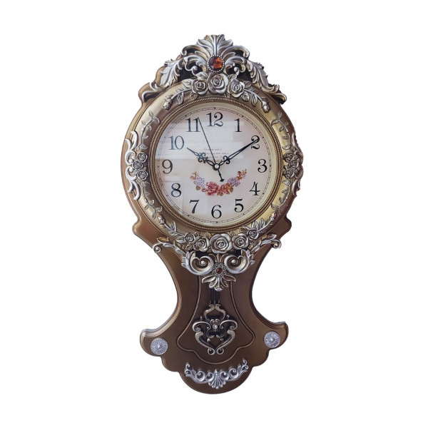 Ceas de perete cu pendul, Flowers, Silentios, 70 cm,  T2503-2