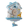 Ceas de perete cu pendul  in forma de Casuta pentru copii, Albastru, 30 cm, MHT620