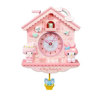 Ceas de perete cu pendul  in forma de Casuta pentru copii, Roz, 30 cm, MHT620-2