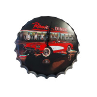 Ceas de perete in forma de capac de bere, Rosies Diner, Metal, 40 cm,  540922X
