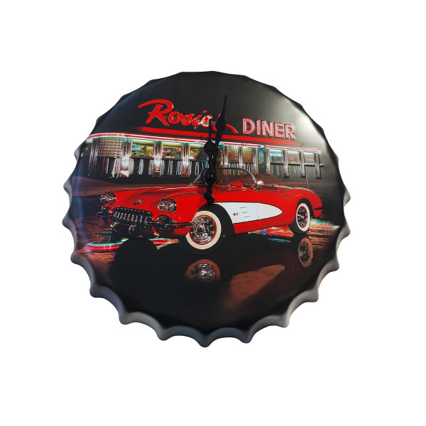 Ceas de perete in forma de capac de bere, Rosies Diner, Metal, 40 cm,  540922X
