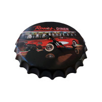 Ceas de perete in forma de capac de bere, Rosies Diner, Metal, 40 cm,  540922X