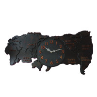Ceas de perete in forma de harta,78 cm, Negru, RC8456AB