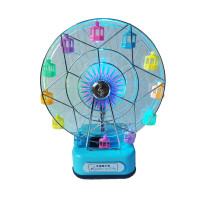 Cutie muzicala, cu cheita, Roata mare cu luminite si cheita, Albastru, 22 cm, MY6067