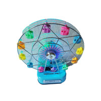 Cutie muzicala, cu cheita, Roata mare cu luminite si cheita, Albastru, 22 cm, MY6067