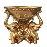 Fructiera cu suport in forma de elefanti, Gold, 20 cm, 512H
