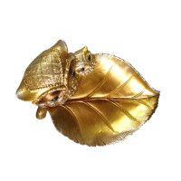 Fructiera decorativa, Bufnite pe frunza,  Auriu, 21 cm, GA21075-2A