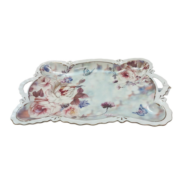 Fructiera platou cu flori, Roz, 42 cm, MK107