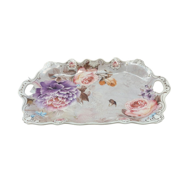 Fructiera platou cu flori, Roz, 42 cm, MK109