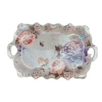 Fructiera platou cu flori, Roz, 42 cm, MK109