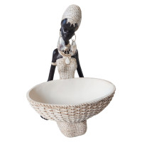 Ornament decorativ, Africana cu suport pentru bijuterii, Alb, 24 cm, 222301S