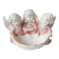 Ornament decorativ, Ingerasi cu suport pentru bijuterii, Roz, 23 cm, DV2212X1