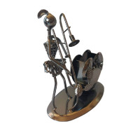 Ornament decorativ, Muzicant din metal cu suport de pixuri, Nergu, 15 cm, 356-16DD