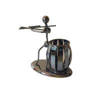 Ornament decorativ, Muzicant din metal cu suport de pixuri, Nergu, 15 cm, 356-26DD