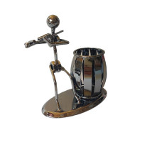 Ornament decorativ, Muzicant din metal cu suport de pixuri, Nergu, 15 cm, 356-26DD