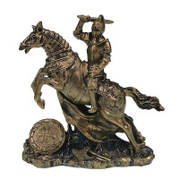 Ornament decorativ, Razboinic pe cal cu sabie, auriu, 15 cm, 1168H