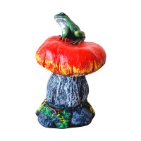 Statueta decorativa, Broasca pe ciuperca, Multicolor, 25 cm, DV56-12