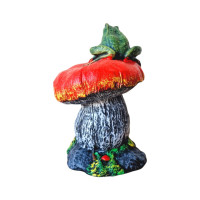 Statueta decorativa, Broasca pe ciuperca, Multicolor, 25 cm, DV56-12