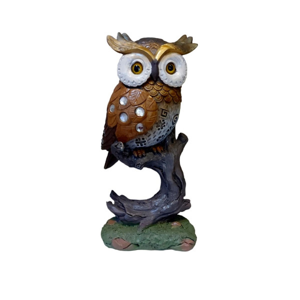 Statueta decorativa, Bufnita pe o creanga, Maro, 18 cm, W8330-1