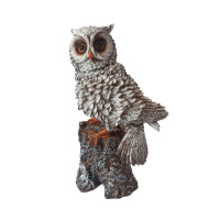 Statueta decorativa, Bufnita pe trunchi de copac, Gri, 25 cm, MI16
