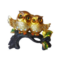 Statueta Decorativa, Bufnite pe creanga de copac, Auriu, 22 cm, GA21231