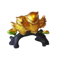 Statueta Decorativa, Bufnite pe creanga de copac, Auriu, 22 cm, GA21231