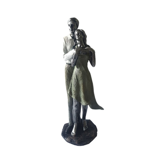 Statueta decorativa, Cuplu de Indragostiti, Argintiu, 21 cm, GXL009
