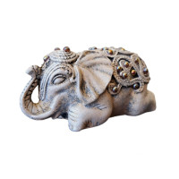 Statueta decorativa, Elefant cu perle, Gri, 14 cm, DVSAS072