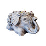 Statueta decorativa, Elefant cu perle, Gri, 14 cm, DVSAS072