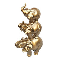 Statueta decorativa Elefanti suprapusi, Auriu, 38 cm, 209H