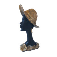 Statueta decorativa, Femeie Africana cu palarie, Auriu, 28 cm,  1173HG