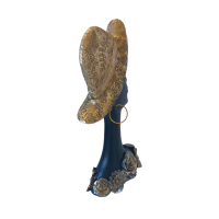 Statueta decorativa, Femeie Africana cu palarie, Auriu, 28 cm,  1173HG