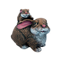 Statueta decorativa, Iepure cu pui, Maro, 23 cm, DV04-12