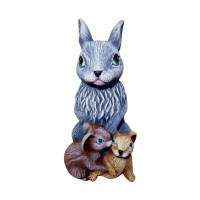 Statueta decorativa, Iepure cu pui, Multicolor, 48 cm, DVSGV073