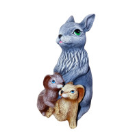 Statueta decorativa, Iepure cu pui, Multicolor, 48 cm, DVSGV073