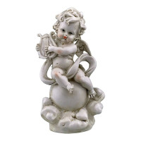 Statueta decorativa, Ingeras pe sfera cu instrument muzical, 24 cm, 1750H